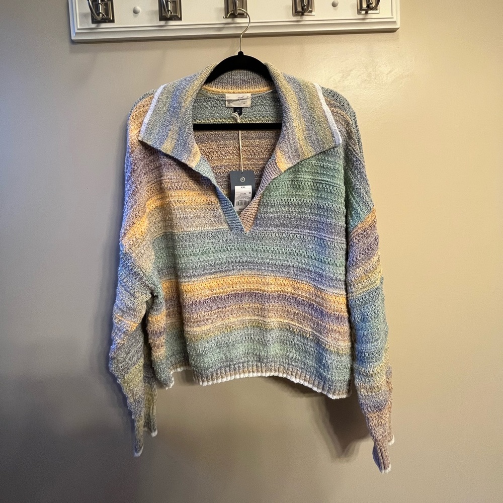 Crop knit multi color sweater